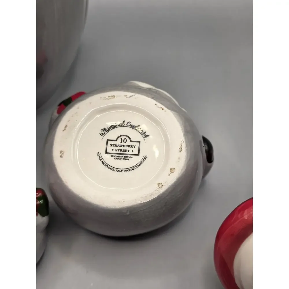 10 Strawberry Street Nordic Gnome Christmas Cookie Jar Canister 4 Pc Set Gray...